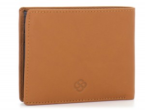 mini leather wallet for men camel side
