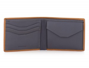 mini leather wallet for men camel open