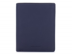 small leather wallet for men blue front