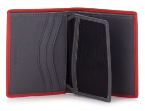 small leather wallet for men red  open