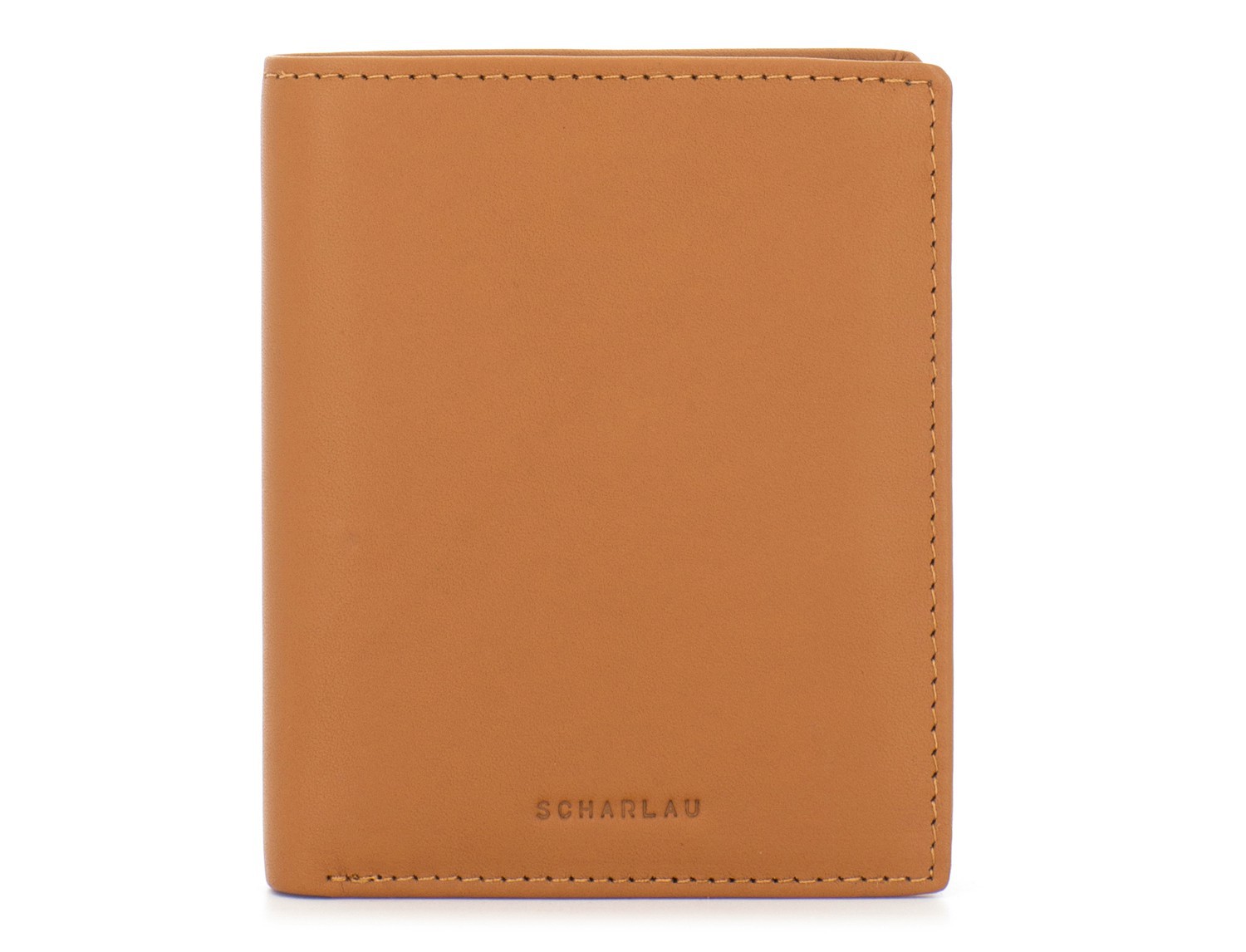 small leather wallet for men camel front
