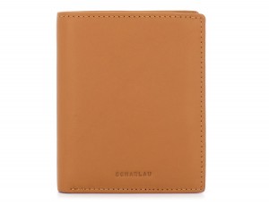small leather wallet for men camel front