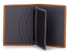 small leather wallet for men camel  open