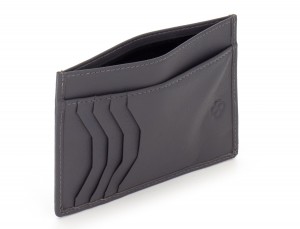 leather credit card wallet gray open