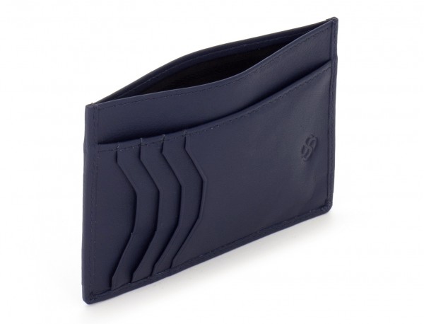 leather credit card wallet blue  open