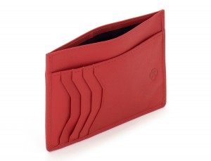 leather credit card wallet red open