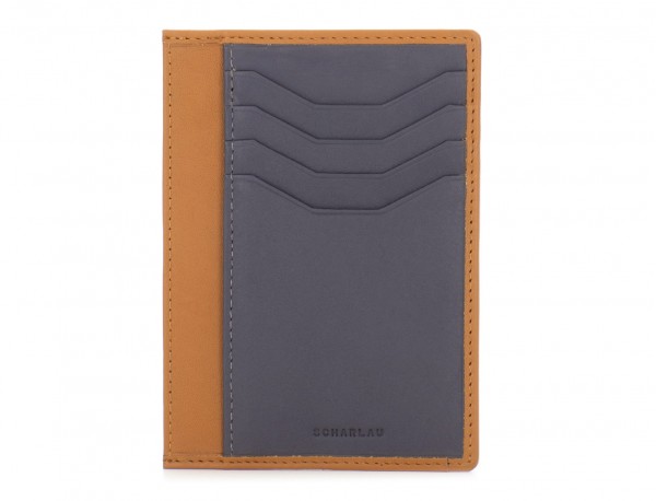 leather credit card wallet camel front