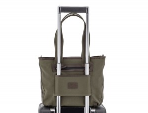 Sacchetto da donna in canvas e pelle in green trolley