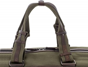 Duffle travel bag in canvas and leather in green handles