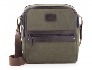 Crossbody bag for men in canvas and leather front