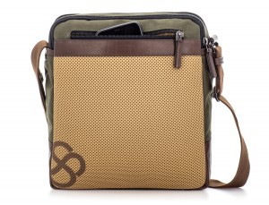 Crossbody bag for men in canvas and leather back