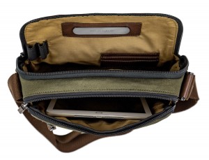 Crossbody bag for men in canvas and leather inside