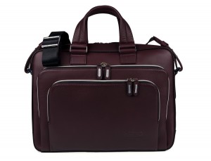 leather business bag in burgundy front