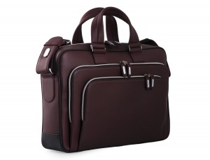 leather business bag in burgundy side