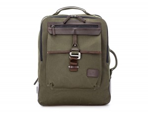 backpack in canvas and leather in green front