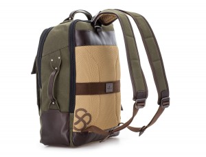 backpack in canvas and leather in green back