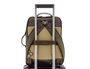 backpack in canvas and leather in green trolley