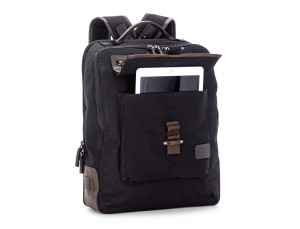 backpack in canvas and leather in black side