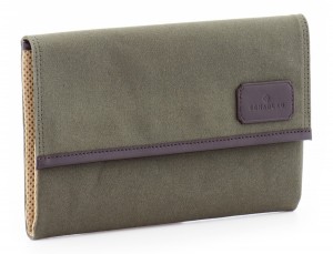 Funda para portátil 13,3" pulgadas de lona y piel en verde lado