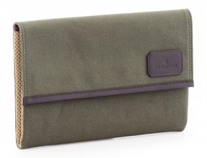 Laptop sleeve in canvas and leather for laptop 13,3" inch in green side