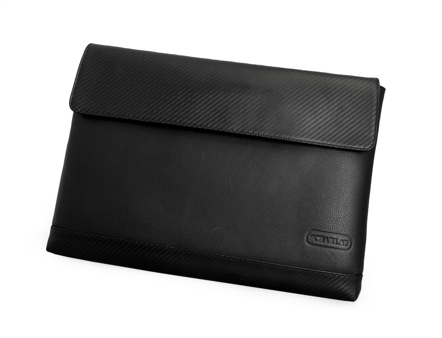 Leather laptop sleeve 15.6" inch black front