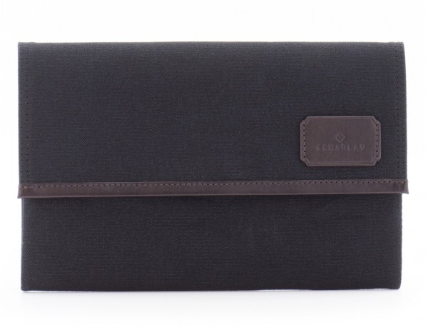 Laptop sleeve in canvas and leather for laptop 13,3" inch in black front