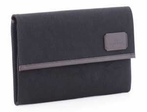 Funda para portátil 13,3" pulgadas de lona y piel en negro lado