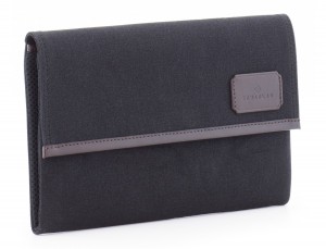 Laptop sleeve in canvas and leather for laptop 13,3" inch in black side