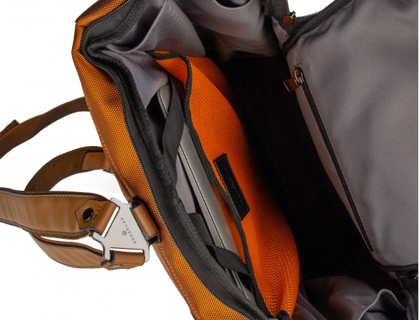 travel backpack tube in orange laptop compartment