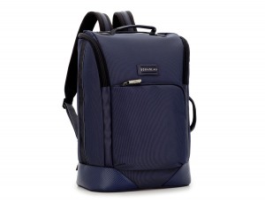 mochila de viaje color azul lateral