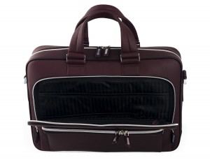 leather business bag in burgundy  pockets
