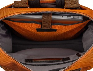 Tote Backpack in nylon and leather laptop compartment