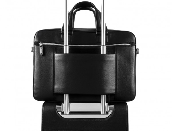leather business bag in all black trolley
