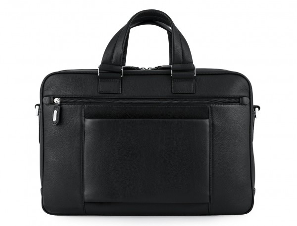 leather business bag in all black back