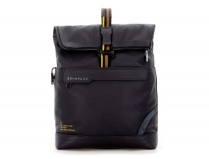 leather laptop backpack in black front