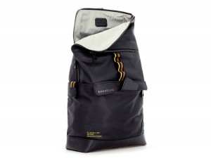 leather laptop backpack in black side