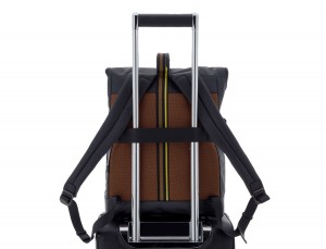 leather laptop backpack in black trolley