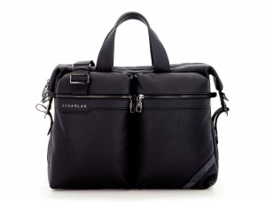 leather men briefcase in black front