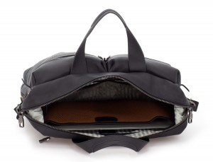 leather men briefcase in black laptop