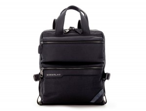 leather bag and backpack for laptop black front