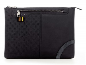 leather portfolio black front