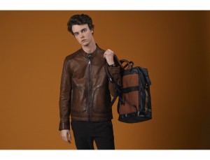 leather black backpack model