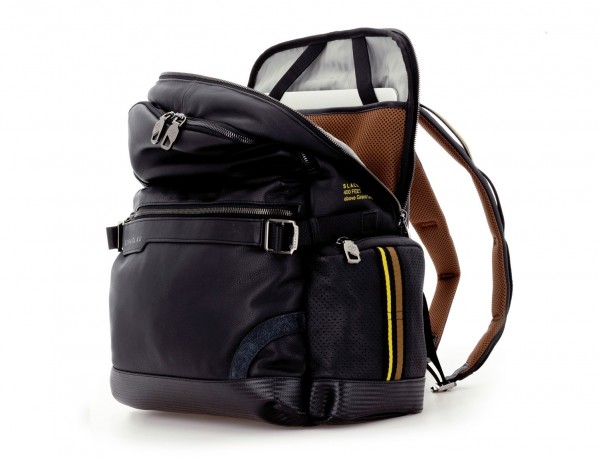 leather laptop backpack side