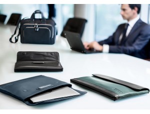Leather laptop sleeve 15.6" inch black lifestyle