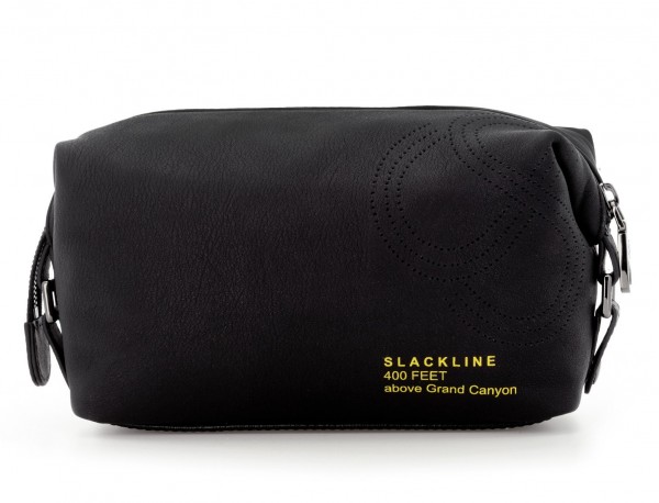 Leather small toiletry bag black back