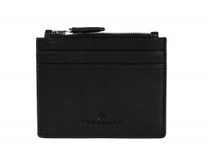 leather card holder black front