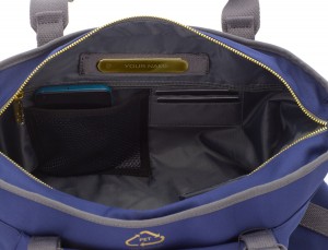 recycled  laptop woman bag in blue personalized