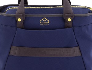 Borsa per laptop donna riciclato blu logo