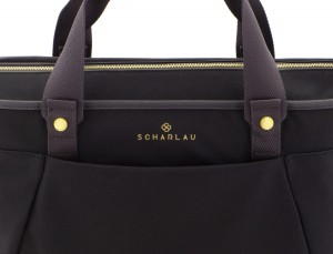 bolso de mujer reciclado para ordenador negro logo