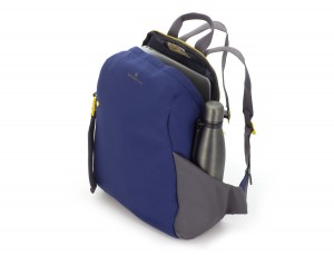 recycled woman's backpack in blue side